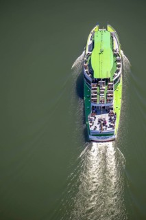 Aerial photo, excursion boat Westfalen on the Biggetalsperre, Attendorn, Sauerland, North