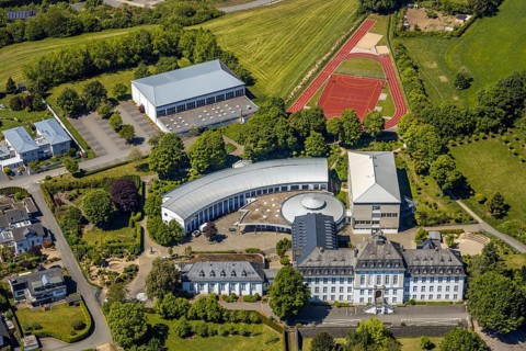 Aerial photo, St.-Ursula-Gymnasium, public school, Attendorn, Sauerland, North Rhine-Westphalia,