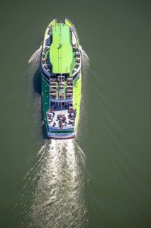 Aerial photo, excursion boat Westfalen on the Biggetalsperre, Attendorn, Sauerland, North