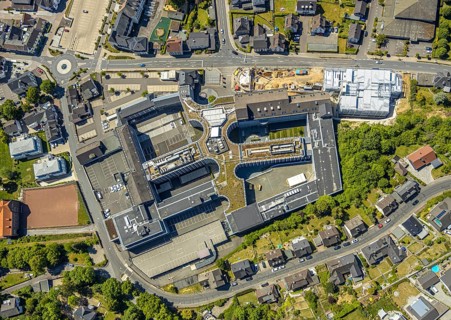 Aerial view, Viega Attendorn Campus, construction site Viega car park on Windhauser Straße,