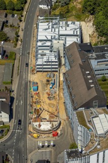 Aerial view, Viega Attendorn Campus, construction site Viega car park on Windhauser Straße,