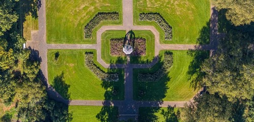 Aerial view, garden, Gräflicher Park Health & Balance Resort, Bad Driburg, Ostwestfalen-Lippe,
