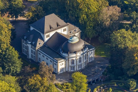 Aerial view, Bad Oeynhausen State Spa, Theatre in the Park, Bad Oeynhausen, East Westphalia-Lippe,