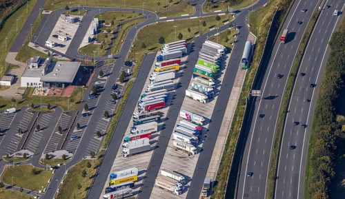 Aerial view, motorway service area Lipperland Nord, Lockhausen, Bad Salzuflen, Ostwestfalen-Lippe,