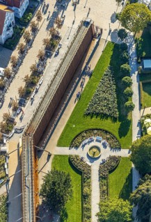 Aerial photo, graduation works Bad Salzuflen, rose garden, Bad Salzuflen, East Westphalia-Lippe,