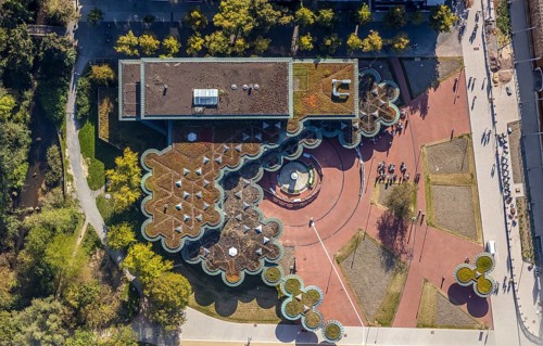 Aerial view, graduation house Bad Salzuflen, SalzGrotte Wellnessbad, Bad Salzuflen,
