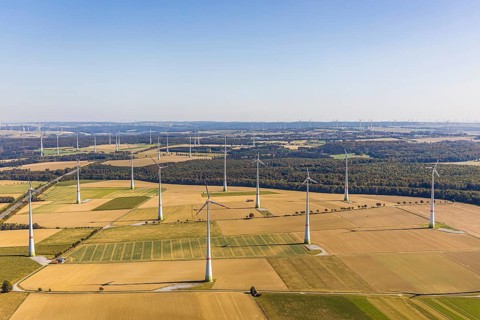 Aerial photo, wind turbines, Wewelsburg, Büren, Ostwestfalen-Lippe, North Rhine-Westphalia,