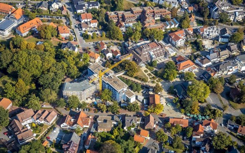 Aerial view, construction site Hellweg Klinik Haus Rosenau, diagnosis and therapy centre
