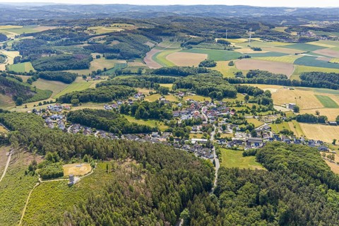 Aerial view, aerial view of Eisborn, Balve, Sauerland, North Rhine-Westphalia, Germany, DE, village