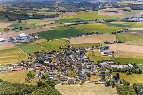 Aerial view, local view district Höveringhausen, Balve, Sauerland, North Rhine-Westphalia, Germany,