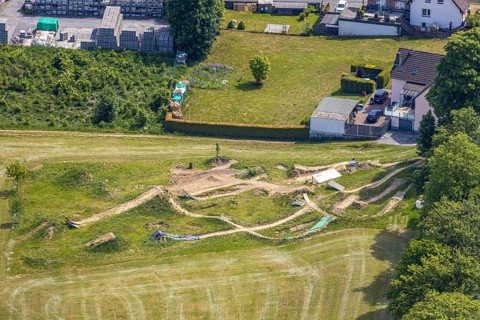 Aerial photo, freeride, sports course, Balve, Sauerland, North Rhine-Westphalia, Germany, DE,