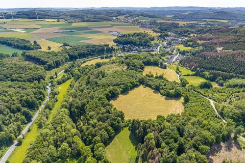 Aerial view, local view Ruthmecke, Volkringhausen, Balve, Sauerland, North Rhine-Westphalia,