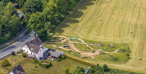 Aerial photo, freeride, sports course, Balve, Sauerland, North Rhine-Westphalia, Germany, DE,