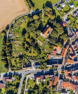 Aerial view, Barntrup Castle with corner towers, Barntrup, East Westphalia-Lippe, North