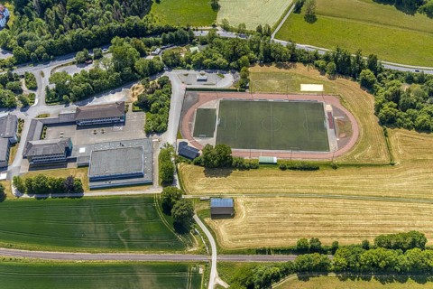 Aerial view, sports ground SG Balve/Garbeck 23/21, triple gymnasium Balve,