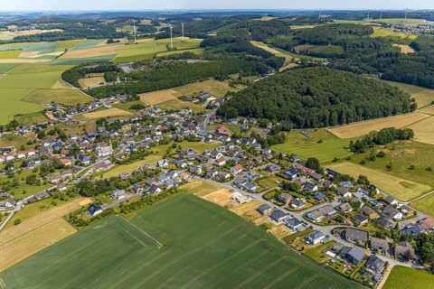 Aerial view, local view district Beckum, building area new construction single-family houses,