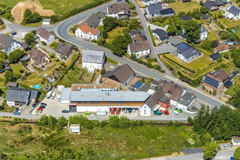 Aerial view, Goldbäckerei Grote GmbH, Sunderner Straße, Balve, Sauerland, North Rhine-Westphalia,
