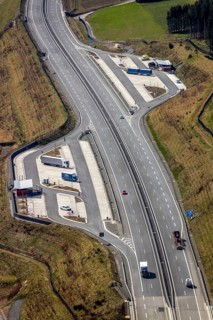 Aerial view, motorway A46 rest area Nuttlar, Bestwig, North Rhine-Westphalia, Germany, motorway A46
