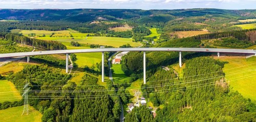 Aerial view, Nuttlar viaduct, motorway A46, Bestwig, Sauerland, North Rhine-Westphalia, Germany,