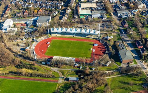 Aerial view, Lohrheide stadium, Leithe, Bochum, Ruhr area, North Rhine-Westphalia, Germany, DE,