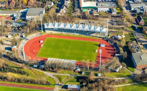Aerial view, Lohrheide stadium, Leithe, Bochum, Ruhr area, North Rhine-Westphalia, Germany, DE,