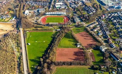 Aerial view, Lohrheidestadion, Leithe, Bochum, Ruhr area, North Rhine-Westphalia, Germany, DE,