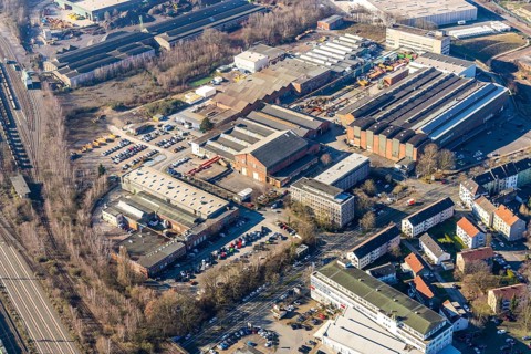 Aerial view, Heintzmann-Werke, Bessemer Straße, Kruppwerke, Bochum, Ruhr area, North