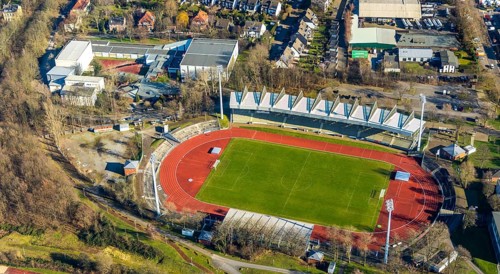 Aerial view, Lohrheide stadium, Leithe, Bochum, Ruhr area, North Rhine-Westphalia, Germany, DE,