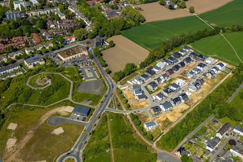 Aerial view, residential area Marie-Luise-Tanski-Straße, Hiltroper Höhe, Bochum, Ruhr area, North