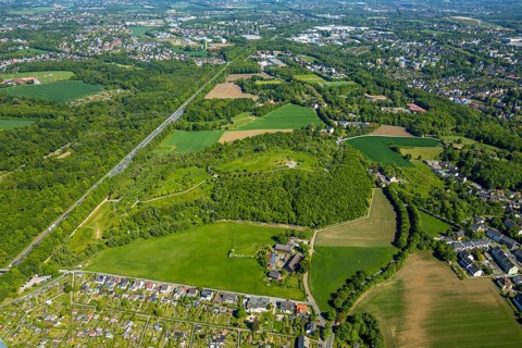 Aerial view, Tippelsberg, recreation area, Bochum, Ruhr area, North Rhine-Westphalia, Germany, DE,