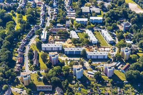 Construction work in the high-rise housing estate Ennepestraße, housing densification, Grumme,