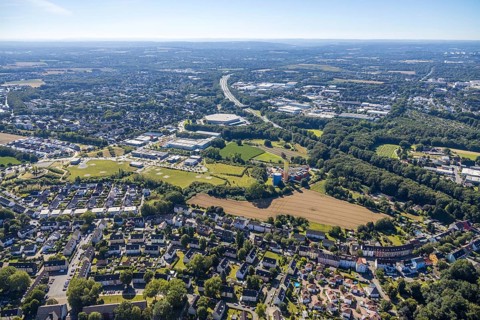 Aerial view, industrial park Hiltrop, Bochum, Ruhr area, North Rhine-Westphalia, Germany, DE,