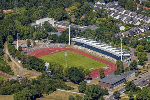 Aerial view, Lohrheidestadion, Olympic Training Centre Ruhr-Ost, Bochum-Wattenscheid, Ruhr area,