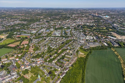 Aerial view, Lohrheidestadion, local view, Bochum-Wattenscheid, Ruhr area, North Rhine-Westphalia,