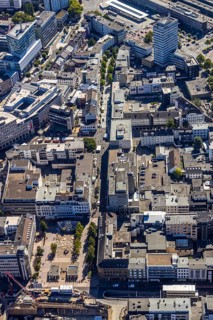 Aerial view, pedestrian zone Huestraße, old justice area, Viktoriastraße, Gleisdreieck, Bochum,