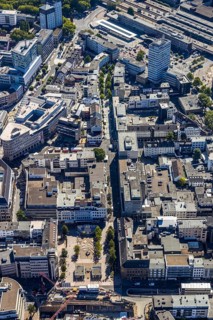 Aerial view, pedestrian zone Huestraße, old justice area, Viktoriastraße, Gleisdreieck, Bochum,