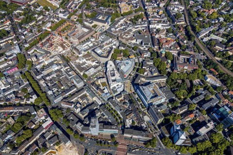 Aerial view, Boulevard Massenbergstraße, between Bongardstraße, Masseenbergstraßeand Ostring,