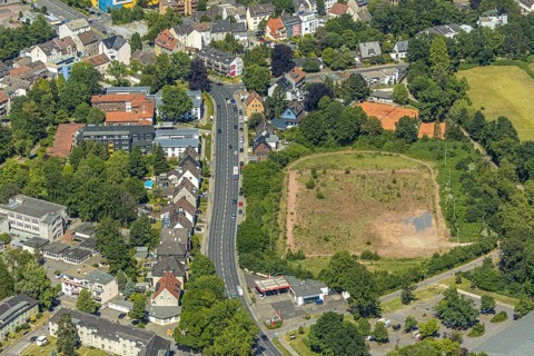 Aerial view, sports field Berliner Straße, tennis courts, Bochum-Wattenscheid, Ruhr area, North
