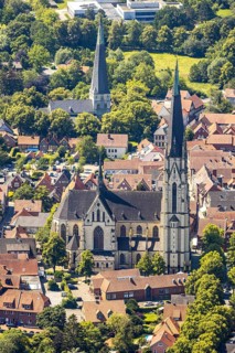 Aerial view, Cathedral St. Ludgerus Billerbeck, parish church St. Johann, Billerbeck, Münsterland,