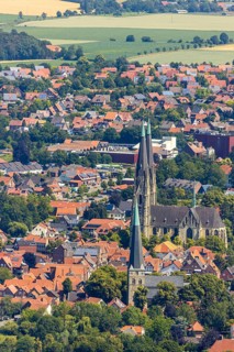 Aerial view, city centre view, Dom St. Ludgerus Billerbeck, parish church St. Johann, Billerbeck,