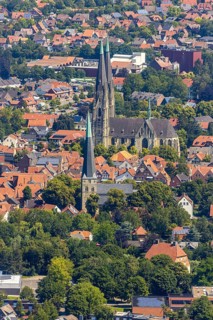 Aerial view, city centre view, Dom St. Ludgerus Billerbeck, parish church St. Johann, Billerbeck,