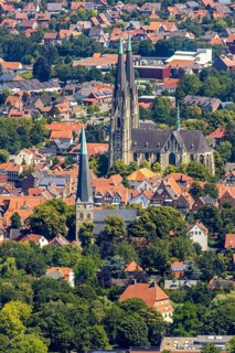 Aerial view, city centre view, Dom St. Ludgerus Billerbeck, parish church St. Johann, Billerbeck,