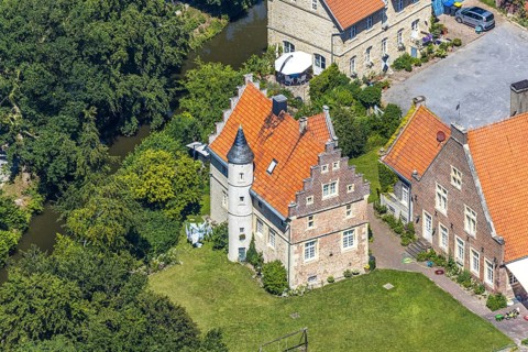 Aerial view, Haus Runde, event location, Billerbeck, Münsterland, North Rhine-Westphalia, Germany,