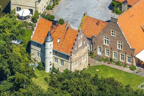 Aerial view, Haus Runde, event location, Billerbeck, Münsterland, North Rhine-Westphalia, Germany,