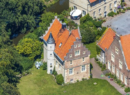 Aerial view, Haus Runde, event location, Billerbeck, Münsterland, North Rhine-Westphalia, Germany,