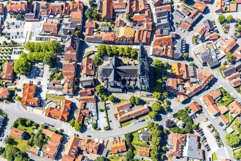 Aerial view, Dom St. Ludgerus Billerbeck, Billerbeck, Münsterland, North Rhine-Westphalia, Germany,