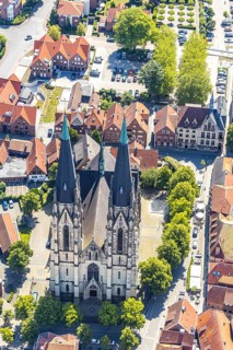 Aerial view, Dom St. Ludgerus Billerbeck, Billerbeck, Münsterland, North Rhine-Westphalia, Germany,