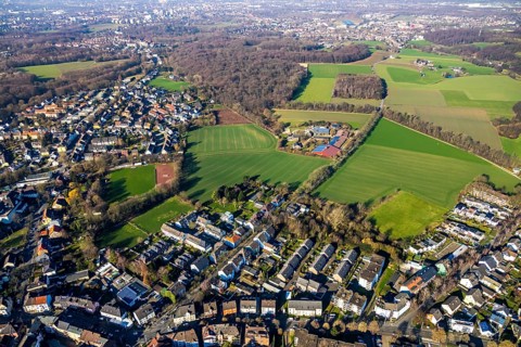 Aerial view, Am Hillerberg sports ground, Ballspielverein Hiltrop 1912 e.V., Landwirtschaftlicher