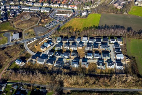 Aerial view, residential area, Marie-Luise-Tanski-Straße, Bochum, Ruhr area, North