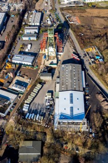 Aerial view, former Robert Müser colliery, winding tower, Werne, Bochum, Ruhr area, North